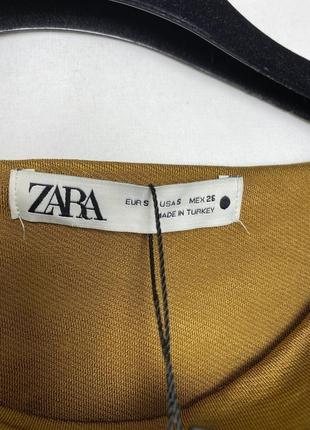 Горчичная блуза zara draped buckle top4 фото