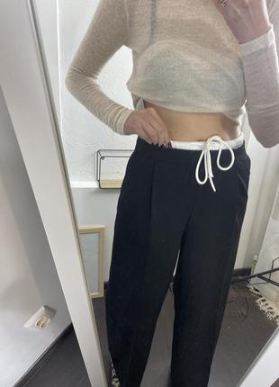 Брюки брюки зара zara с двойным поясом wide leg