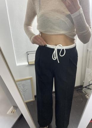 Штани брюки зара zara з подвійним поясом wide leg2 фото