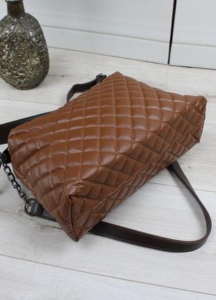 Женская стильная и качественная сумка из эко кожи на 2 отдела терракот6 фото