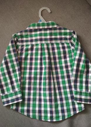 Рубашка healthtex сша, мальчику зеленая в клетку, тонкая – размер 24м, на 2-3 года4 фото