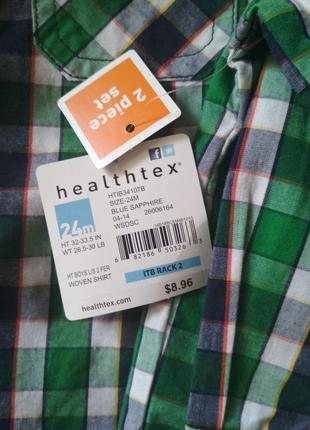 Рубашка healthtex сша, мальчику зеленая в клетку, тонкая – размер 24м, на 2-3 года5 фото