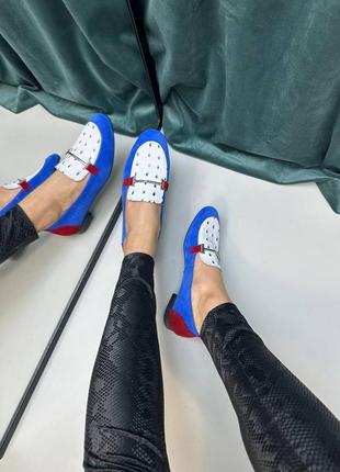 Ексклюзивні туфлі лофери з натуральної італійської шкіри та замші жіночі9 фото
