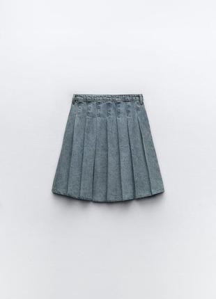 Джинсовая юбка со складками6 фото