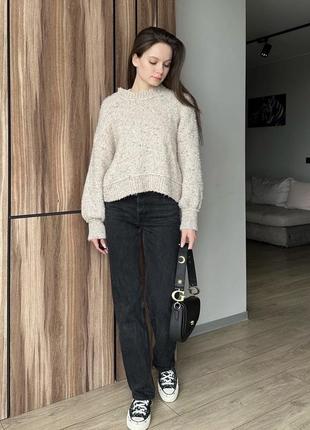 🤎стильный объемный текстурный свитер от zara, в составе 6% шерсти текстура ткани очень классная🤤  качественный5 фото