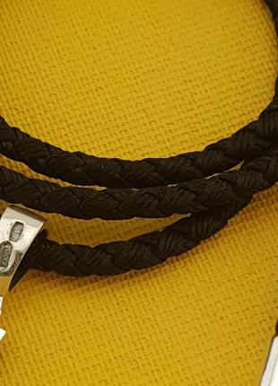 Серебряный крестик с цепочкой из шелка. освящённый крест и шелковый шнурок с серебряным замком. 55 см7 фото