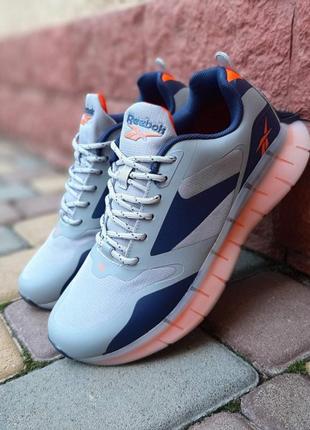 Чоловічі кросівки reebok zig kinetica grey blue рібок сірого з синім кольорів