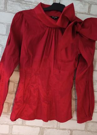 Красная блузка блуза с бантом2 фото