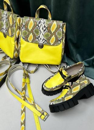 Эксклюзивные туфли лоферы из натуральной итальянской кожи и замши женские на шнурках1 фото
