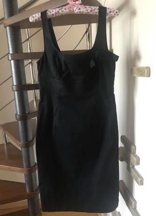 Супер классная приталенные из льна мешковина сарафан чёрное платье натуральное с розой