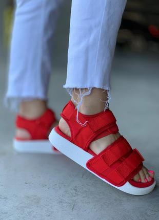 🔥 босоножки adidas adilette sandals red босоніжки сандалі сандали2 фото