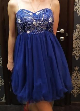 Выпускное платье вечерние випускна сукня синее вечірня пишна випускного s 38 44
