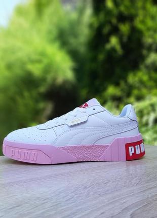 Красиві жіночі кросівки puma cali білі на рожевій підошві3 фото