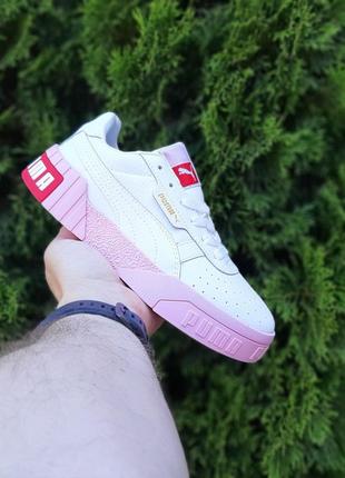 Красивейшие женские кроссовки puma cali белые на розовой подошве9 фото