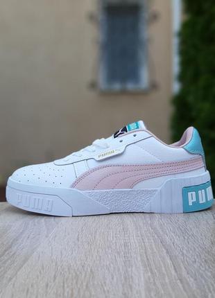 Шикарные нежнейшие женские кроссовки puma cali белые с розовым и голубым10 фото