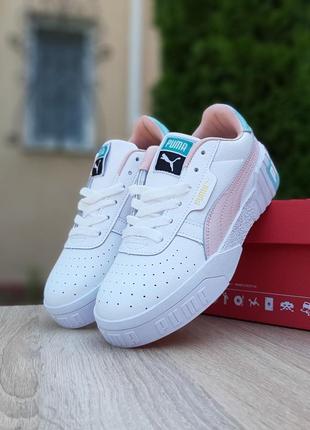 Шикарні ніжні жіночі кросівки puma cali білі з рожевим і блакитним1 фото