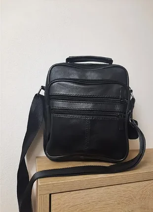 Фото реальные! мужская кожаная сумка с короткой и длинной ручкой