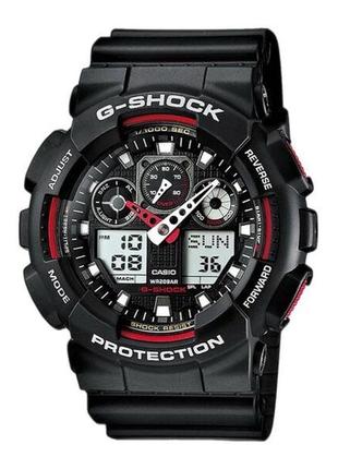 Годинник casio g-shock ga-100 - чорний/червоний