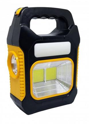 Портативний ліхтар лампа jy-978b акумуляторний із сонячною панеллю + power bank. колір жовтий7 фото