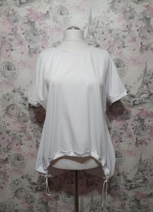 Туника женская бохо летняя трикотажная рубашка блуза длинная белый 44