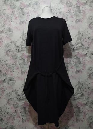 Сукня із поясом жіноча бохо літня трикотажна повсякденна чорний 445 фото