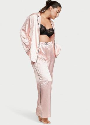 Сатинова піжама victoria's secret dew drop satin long pajama set з камінцями