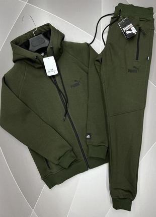 Костюм спортивний puma чоловічий теплий s-xxl арт.1701, 46, m, хакі