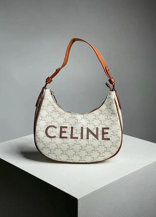 Сумка женская бежевая beige celine ava bag in triomphe canvas and calfskin tan селин багет люкс3 фото