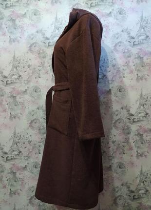 Халат женский с капюшоном махровый натуральный коричневый (05247)3 фото