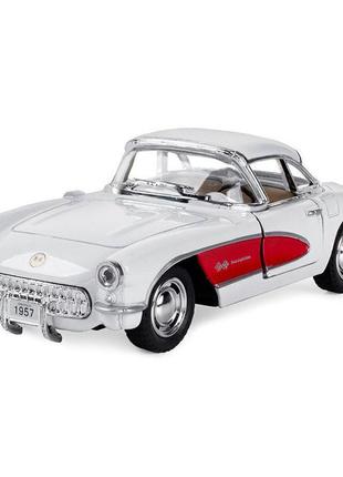 Дитяча колекційна машинка chevrolet corvette 1957 kt5316w інерційна  (білий)