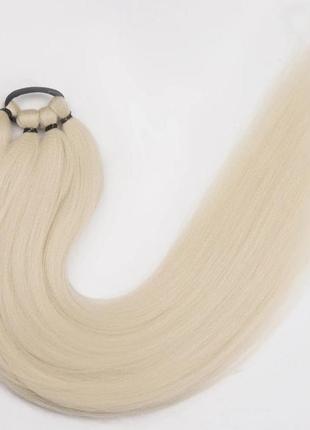 65 см накладная коса косичка хвост шиньон накладные волосы блонд белый светлый блондинка2 фото
