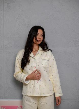 Піжама стильна s/m жіночий одяг для дому комплект для сну на ґудзиках зі штанами2 фото