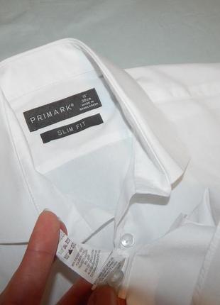 Рубашка белая новая  xs-s 15" 38 см slim fit2 фото