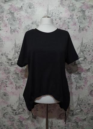 Туника женская бохо летняя трикотажная рубашка блуза длинная черный 44