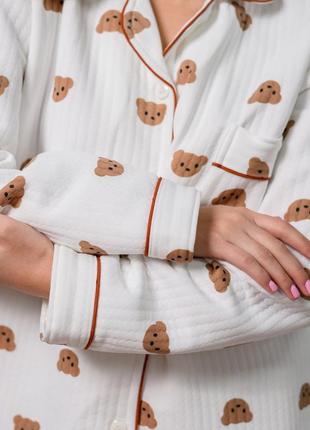Пижама женская m/l с медвежатами нежный теплый комплект для дома