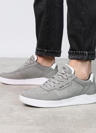 Кеды мужские демисезон из нубука серые кроссовки 587940