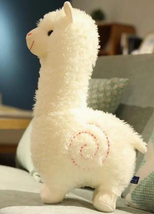 М'яка плюшева іграшка альпака біла 45 см, подушка-іграшка, антистрес