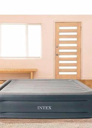 Top! надувне ліжко двоспальне intex 64136 з електронасосом 220 v 152х203х42 см