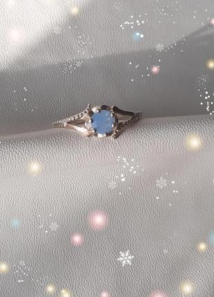 🫧 17.5 розмір кільце срібло золото опал  блакитний