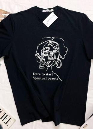 Хлопкова футболка принт ♥️ 42-48р.5 фото