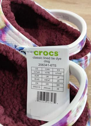 Crocs lined  tie dye clog garnet/multi6 фото