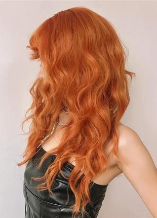 Парик  рыжий  волнистый  искусственные волосы накладные волосы4 фото