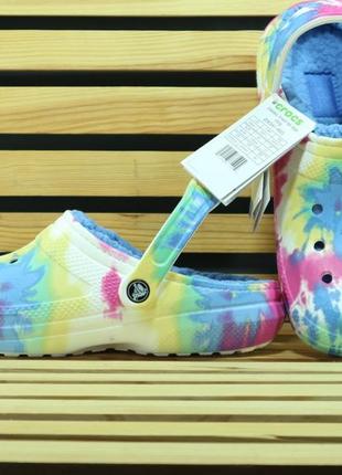 Crocs lined  tie dye clog blue/multi крокси2 фото