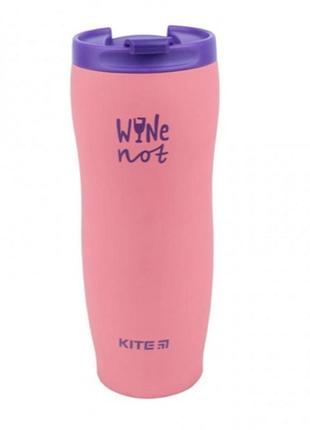 Термокружка kite wine not термо чашка розовая 410мл k21-304-01