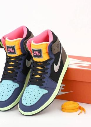 Яркие высокие разноцветные баскетбольные кроссовки nike air jordan 1 retro (найк аир джордан 1 ретро)37,40-45.