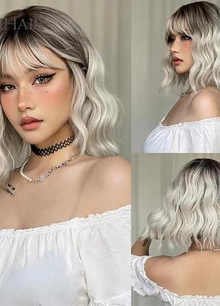 Парик каре амбре омбре блондинка светлый белый касплей аниме накладные волосы