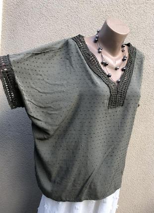 Штапельная блуза реглан,кружево,рубаха,большой размер,3 фото