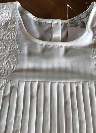 Белая блузка плиссировка , р.123 фото