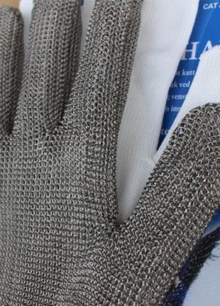 Перчатка кольчужная resteq xl из нержавеющей стали, перчатки от порезов, защитные поризостойкие.6 фото