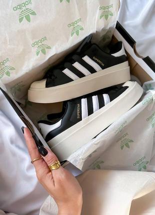 Superstar bonega black/white adidas кросівки шкіряні чорні білі суперстар